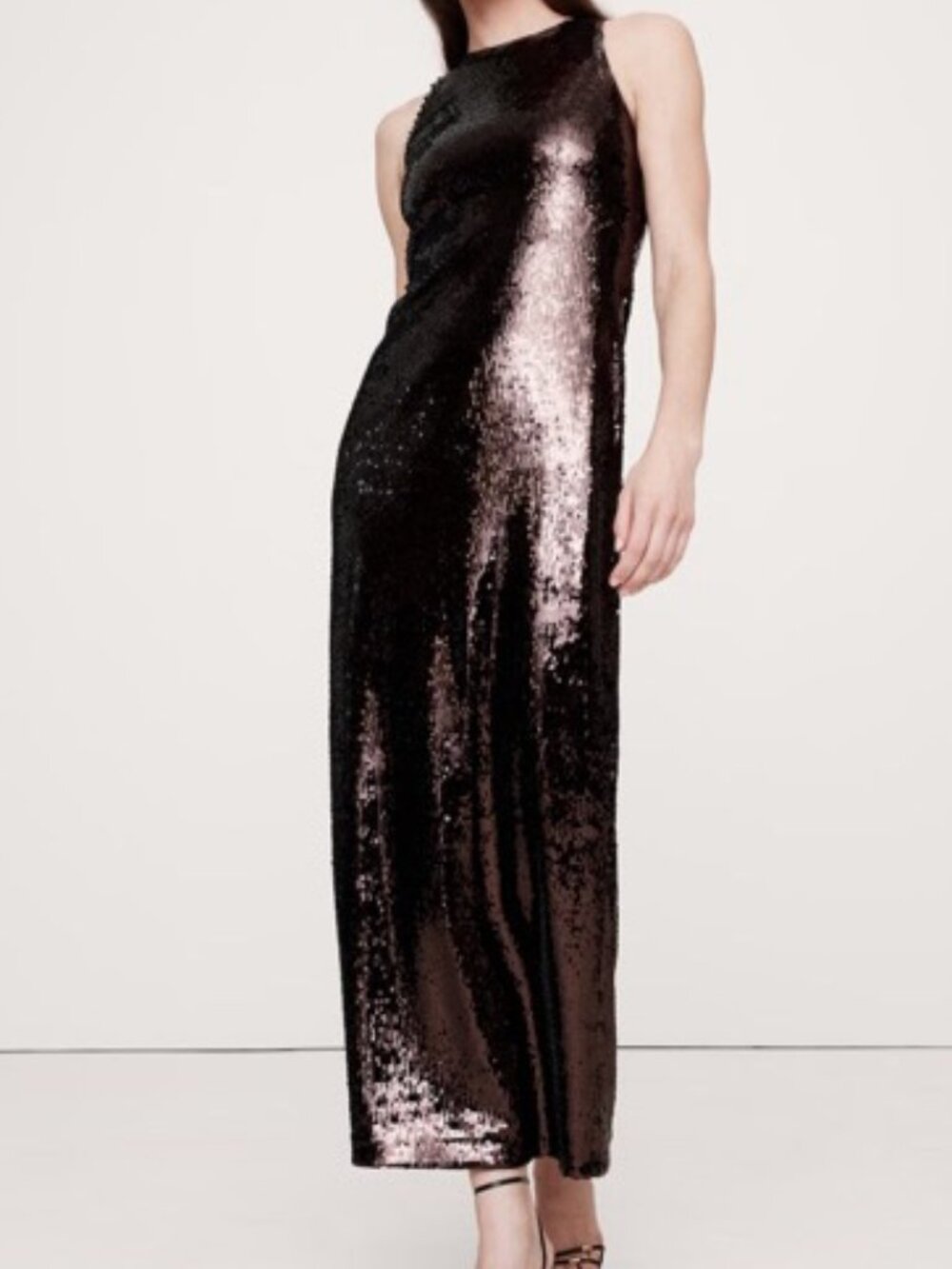 Banana Republic Brown Sequin Maxi Dress – Women’s Size [ 4 ]